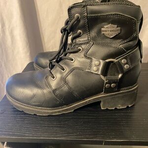 Harley-Davidson Black Leather Ankle Boots